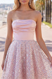 Vestido de Finalistas de Finalistas A-Line de Cetim Blush Prendido Fofo Vestido de Finalistas