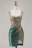 Vestido de Homecoming com lantejoulas pretas de cetim bodycon franzidas