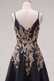 Vestido Curto Festa Assimétrico Alças Finas Preto Brilhante