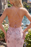 Blush Bodycon Bodycon Necker Halter Corset transparente Vestido de Lantejoulas Homecoming