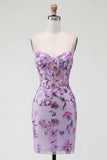 Blush Bodycon Bodycon Necker Halter Corset transparente Vestido de Lantejoulas Homecoming
