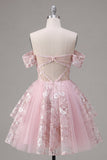 Vestido de regresso a casa, corset rosa translúcido, espartilho translúcido, ombros descobertos