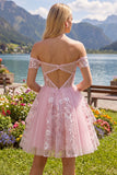 Vestido de regresso a casa, corset rosa translúcido, espartilho translúcido, ombros descobertos