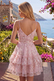 Vestido floral de regresso a casa com alças finas em linha A cor-de-rosa