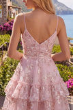 Vestido floral de regresso a casa com alças finas em linha A cor-de-rosa