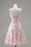 Vestido de regresso a casa, corset cor-decote quadrado cor-decote cor-de-rosa A-Line