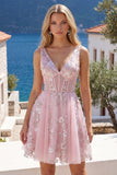 Vestido de Regresso a Casa Floral Corselado Corselado Cor-decote em A-A