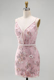 Vestido floral de regresso a casa Corset Corset Bodycon Corset Cor-de-Rosa