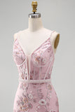 Vestido floral de regresso a casa Corset Corset Bodycon Corset Cor-de-Rosa
