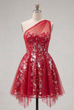 Vestido de Finalistas de Finalistas com Espartilho Vermelho Floral Vermelho Brilhante, Linha A Curto com Missangas e Folhos