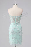 Vestido de Homecoming com Bodycon Bodycon com Espartilho Floral de Menta e Abertura