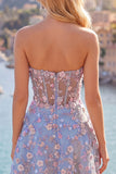 Vestido de Finalistas Florais Espartilho Espartilho Transparente Green Sweetheart com Aplicações