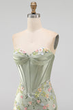 Espartilho corset cor-de-rosa Bodycon Vestido Floral de Regresso a Casa com Aplicações
