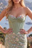 Espartilho corset cor-de-rosa Bodycon Vestido Floral de Regresso a Casa com Aplicações