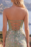 Espartilho corset cor-de-rosa Bodycon Vestido Floral de Regresso a Casa com Aplicações