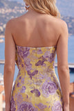 Vestido de Homecoming Bodycon Bodycon Bodycon Azul Jacquard com Laço