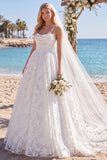 Vestido de Noiva de Praia Franzido em Renda Floral em Renda Branca com Véus