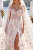 Vestido de Noiva com Espartilho com Cauda Branca Rosa Rosa Flor Rosa A Line Sweep