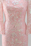 Blush de sereia brilhante no ombro Lantejoulas Vestido longo da mãe da noiva