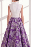 Vestido Azul A-Line V-Neck Long Mother Of the Bride com laço