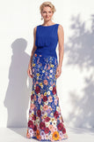 Vestido 3D Floral Longo de Mãe da Noiva Verde Escuro com Decote Bateau Verde Escuro