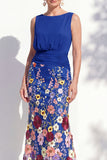 Vestido 3D Floral Longo de Mãe da Noiva Verde Escuro com Decote Bateau Verde Escuro