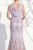 Vestido 3D Floral Longo de Mãe da Noiva Verde Escuro com Decote Bateau Verde Escuro