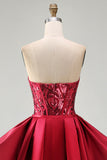 Vestido de concurso comprido com espartilho Red Mermaid transparente e faixa