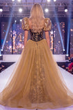 Vestido comprido de concurso com lantejoulas pretas pretas e brilhantes