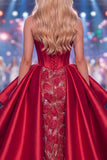 Sweetheart Bordô Sereia Corset Espartilho Longo com Contas e Vestido de Concurso