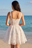 Vestido de Graduação Corsela Floral Linha A com decote quadrado