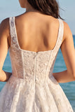 Vestido de Graduação Corsela Floral Linha A com decote quadrado