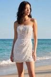 Vestido Mini Corset Bodycon Bodycon Sem Alças Brilhante