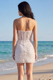 Vestido Mini Corset Bodycon Bodycon Sem Alças Brilhante