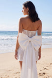 Vestido Mini Corset Bodycon Bodycon Bodycon Ivory com Laço