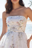 Vestido Branco Pequeno Floral A String Sem Alças