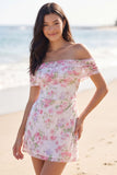 Vestido Branco Pequeno Floral A Linha Ombros Descobertos