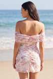 Vestido Branco Pequeno Floral A Linha Ombros Descobertos