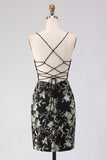 Vestido de Homecoming Bodycon com Espartilho Floral Corset Corset Rosa com Lantejoulas
