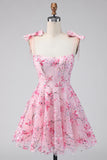 Vestido de Finalistas da Linha A com Lantejoulas Rosa Floral