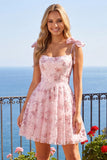 Vestido de Finalistas da Linha A com Lantejoulas Rosa Floral