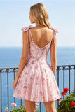 Vestido de Finalistas da Linha A com Lantejoulas Rosa Floral