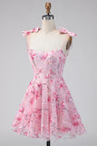 Vestido de Finalistas da Linha A com Lantejoulas Rosa Floral