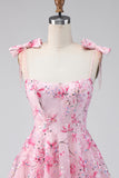 Vestido de Finalistas da Linha A com Lantejoulas Rosa Floral