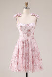 Vestido de Finalistas da Linha A com Lantejoulas Rosa Floral