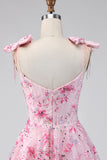 Vestido de Finalistas da Linha A com Lantejoulas Rosa Floral