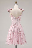 Vestido de Finalistas da Linha A com Lantejoulas Rosa Floral