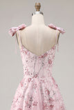 Vestido de Finalistas da Linha A com Lantejoulas Rosa Floral