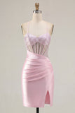 Vestido de Boas-Vindas ao Casal, Bodycon Corset Corset Corselado Corselado Corselado, Corsete, Corselado, Rosa e Contas