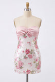 Vestido Mini de Regresso a Casa Bodycon Bodycon Rosa Claro com Lantejoulas
